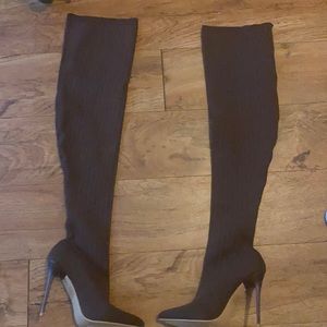Brown thigh high boots